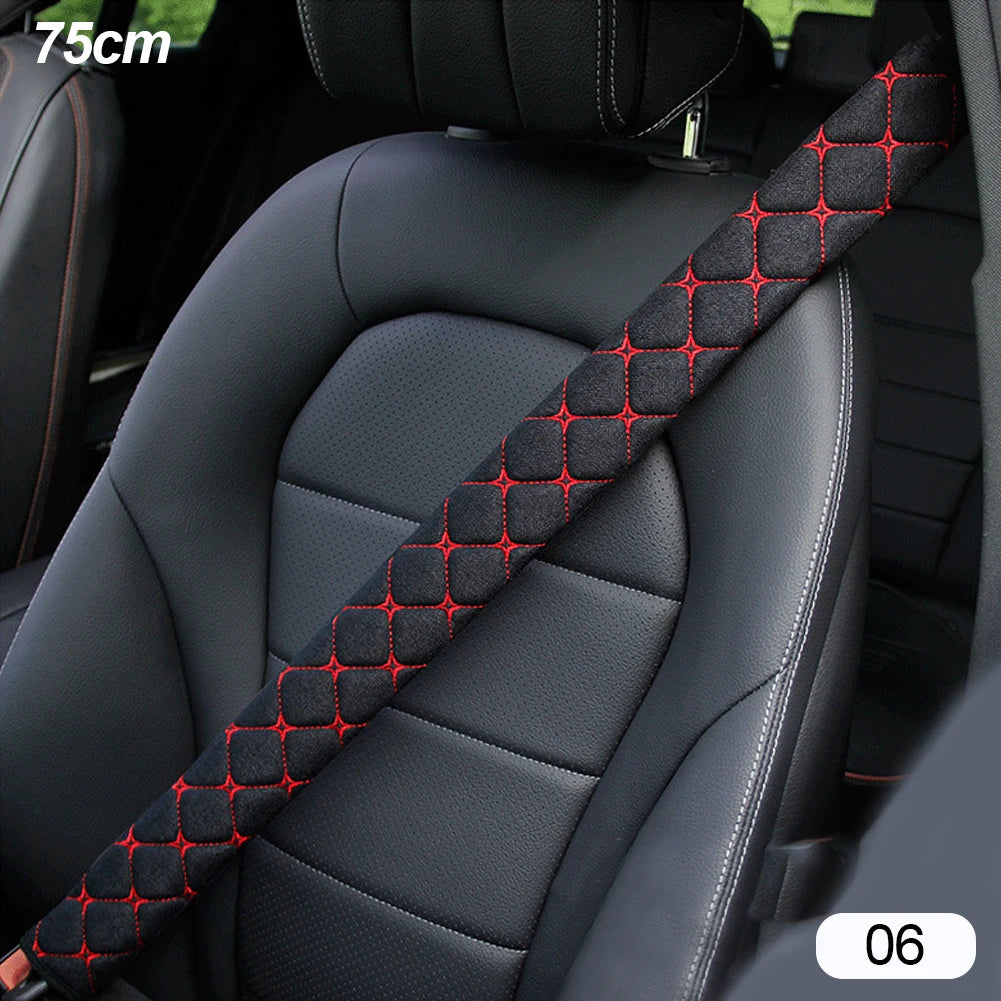 50/75cm Car Seat Belt Shoulder Guard Massage Net Breathable Four Seasons Padding Pad Car Interior Accessories Polyester Fiber