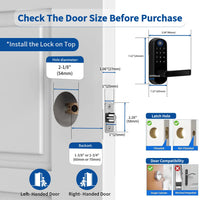 Keyless-Entry Fingerprint Smart Door Lock Digital Electronic Lock with Code Passcode, Electric Door Knob Perfect for Entry Doors