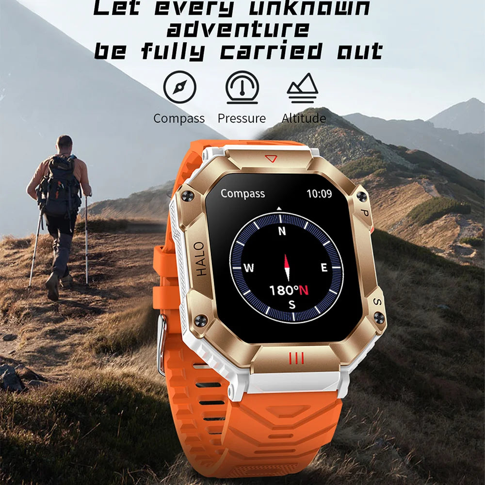 2024 Men's Smart Watch 2.0-inch HD Screen Sports and Fitness Function Ip67 Waterproof 5.1 Voice Bluetooth Call Smart WatchRugge