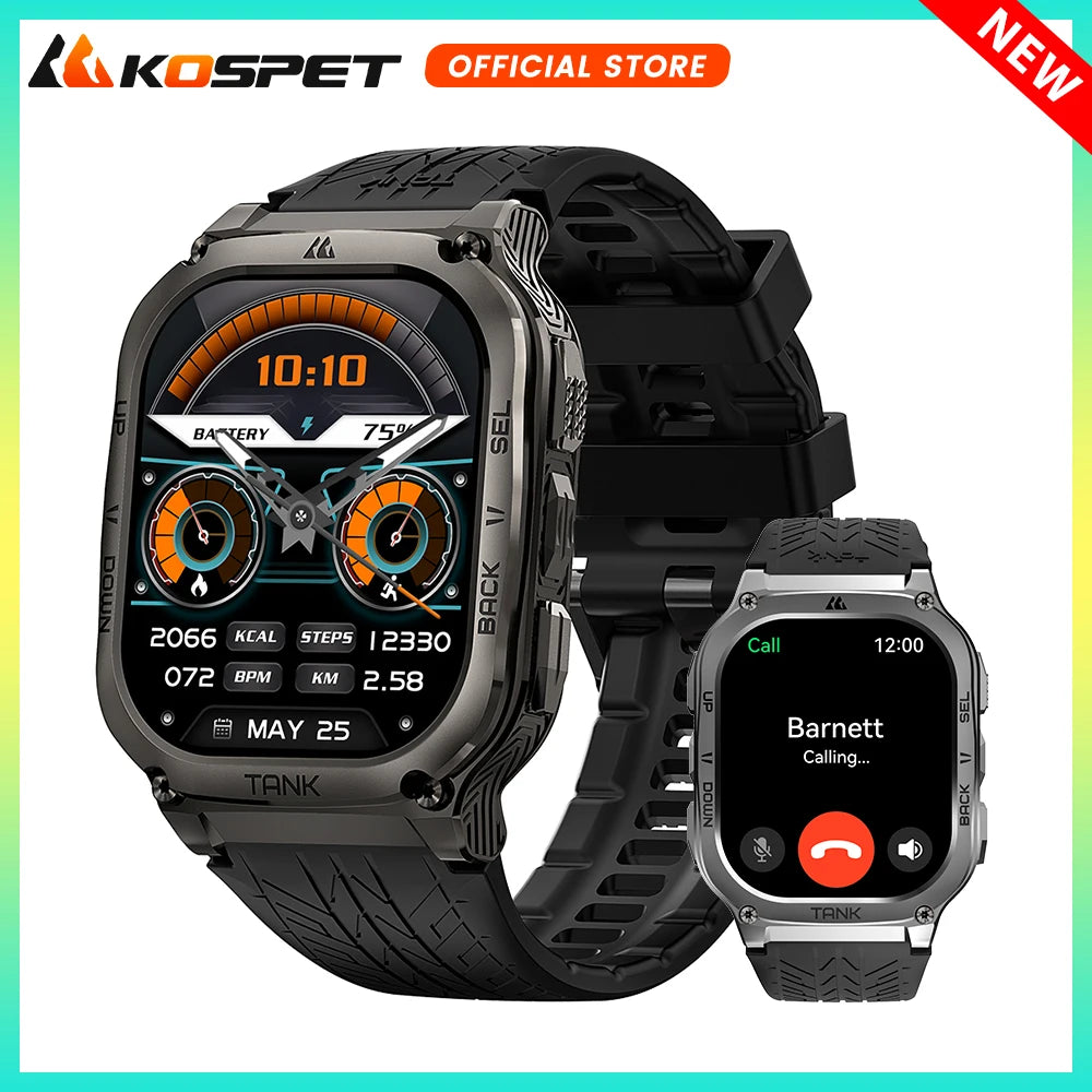 2024 KOSPET TANK M3 Smartwatches For Men Smartwatch Women 480mAh Sport Digital Fitness Bluetooth Waterproof Electronic Watches