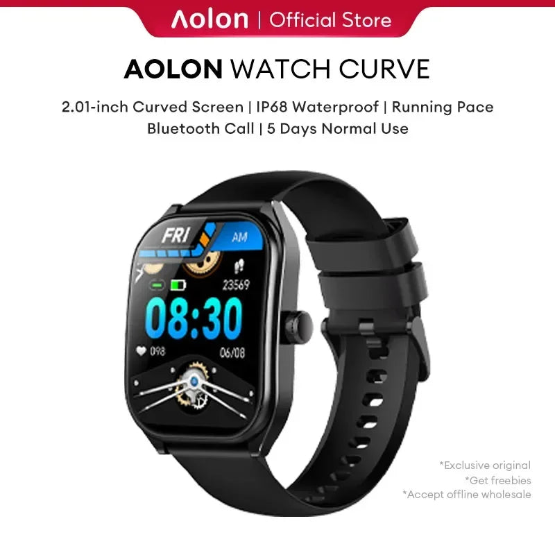 Aolon 2.01" Curved Screen Smartwatch Men Call Sports Waterproof Wrist Watches Fitness Bracelet Women Watch Clock Smart Watch