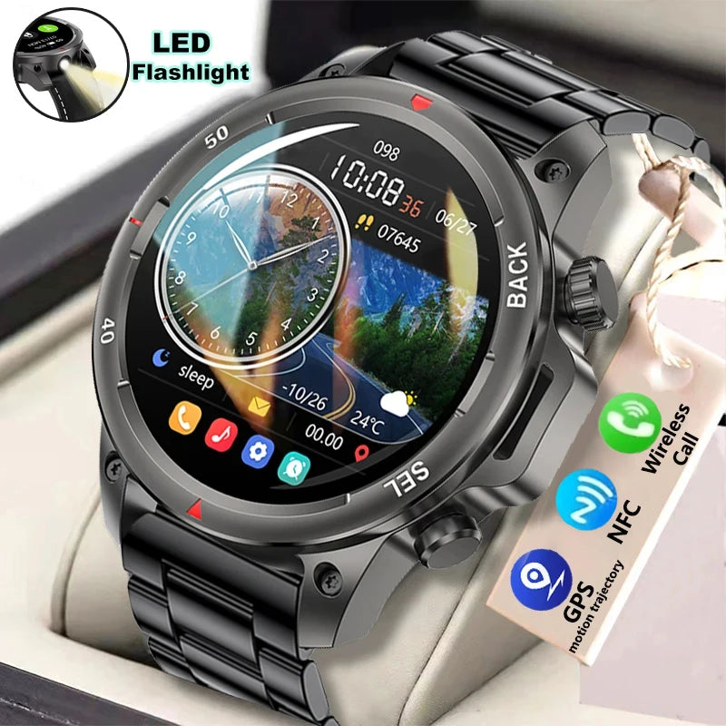 2024 New Bluetooth Calling Men's Smartwatch LED Outdoor Fitness Health Monitoring Smart Watch 360 * 360 HD Waterproof Smartwatch