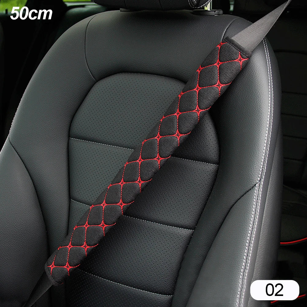 50/75cm Car Seat Belt Shoulder Guard Massage Net Breathable Four Seasons Padding Pad Car Interior Accessories Polyester Fiber