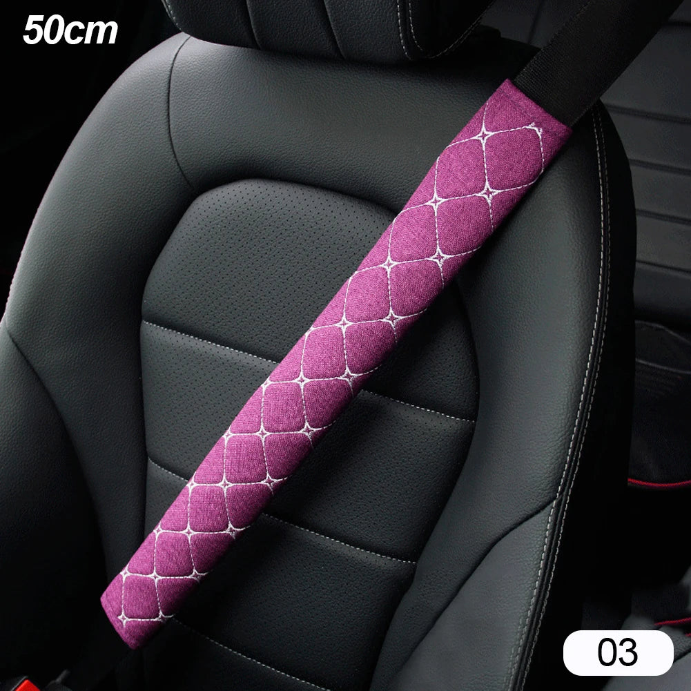 50/75cm Car Seat Belt Shoulder Guard Massage Net Breathable Four Seasons Padding Pad Car Interior Accessories Polyester Fiber