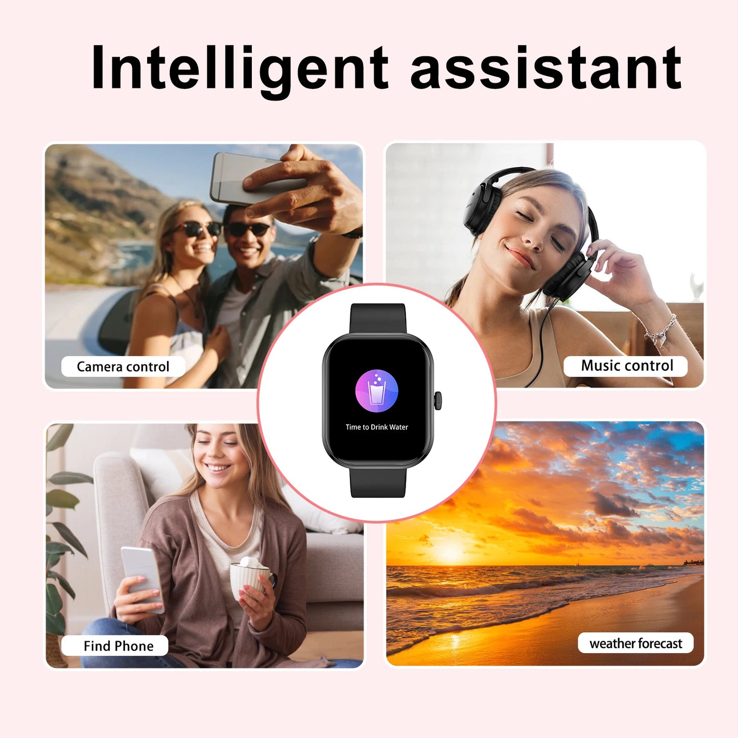 Smart watch with full touch screen, Bluetooth calling, message alerts and more, compatible with iPhone/android mobile phones