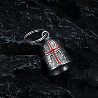 Fashion Red Cross Guardian Angel Wings Bell Motorcycle Bell Keychain Men\\'s Biker Exorcist Amulet Lucky Jewelry Accessory