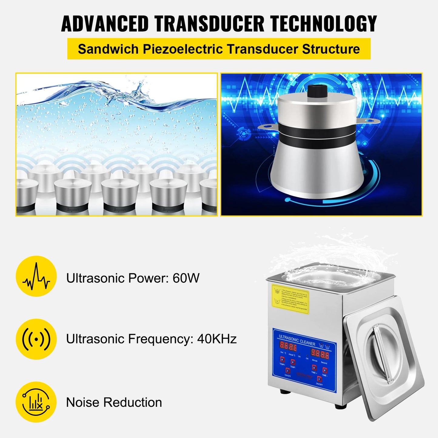 VEVOR Ultrasound Home Appliances 1.3L 2L 3L 6L 10L 15L 22L 30L Ultrasonic Cleaner Lave-Dishes Portable Washing Machine Diswasher