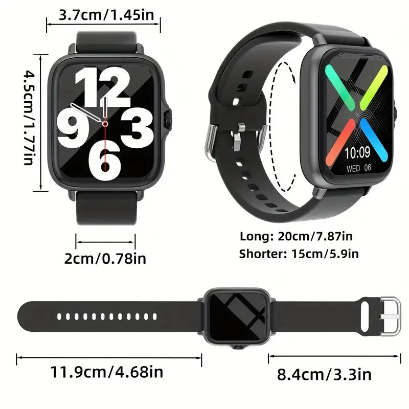 Smart watch, Bluetooth calls, message reminders, custom dial wallpaper, compatible with Android and iPhone