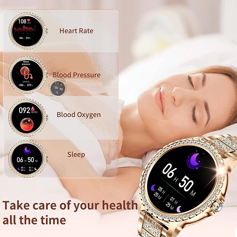 Xiaomi Mijia Women Smart Watch True Blood Oxygen 1.32Inch 360*360 HD Screen Diamond Bracelet Bluetooth Call Smartwatch Ladies