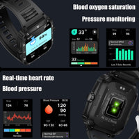 EIGIIS Smart Watch 3ATM Waterproof 1.96" IPS Screen Military KT71 Men 100+ Sport Mode Heart Rate Blood Pressure Bluetooth Call