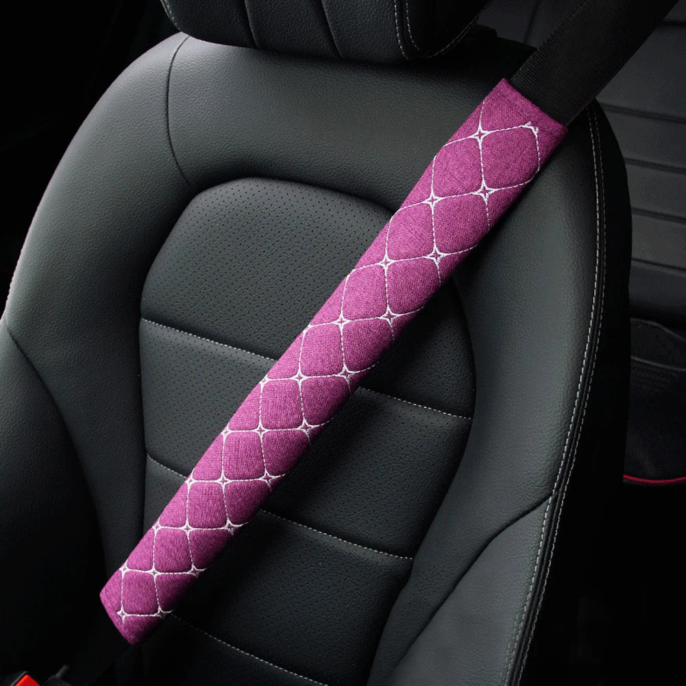 50/75cm Car Seat Belt Shoulder Guard Massage Net Breathable Four Seasons Padding Pad Car Interior Accessories Polyester Fiber