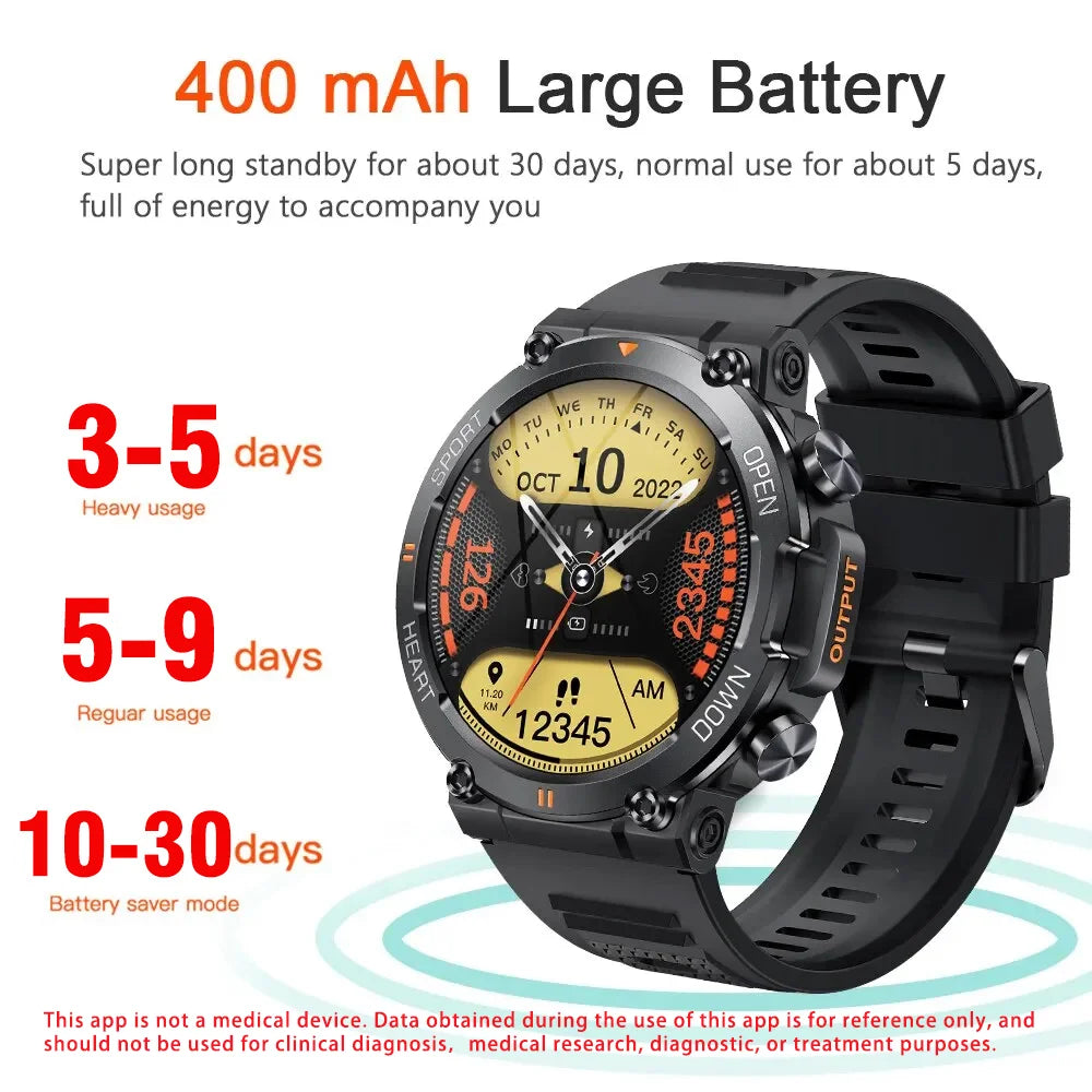 SENBONO Rugged Military Smart Watch for Men 100+Sports Watches BT Call Waterproof Original Big Battery Heart Rate Smartwatch men