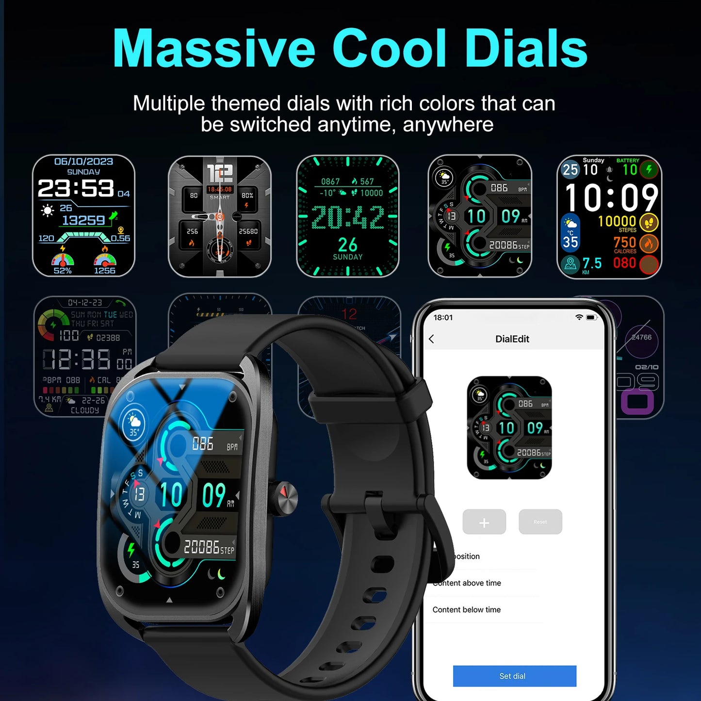 3D curved screen technology, Smart watch, wireless calling /dial,for iPhone/Andriod,sports watches