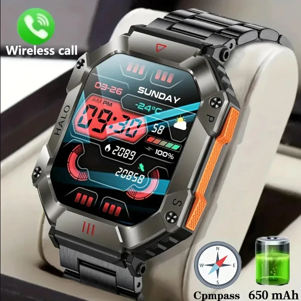 2024 New Men's Sports Bluetooth Call Smart Watch Altitude Air Pressure Compass Heart Rate Monitoring Men's Smart Watch IP67