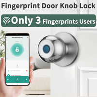 Fingerprint Door Lock For Bedroom Smart Lock Biometric Door Knob Lock with App Control for Bedrooms Cloakroom Apartments Offices