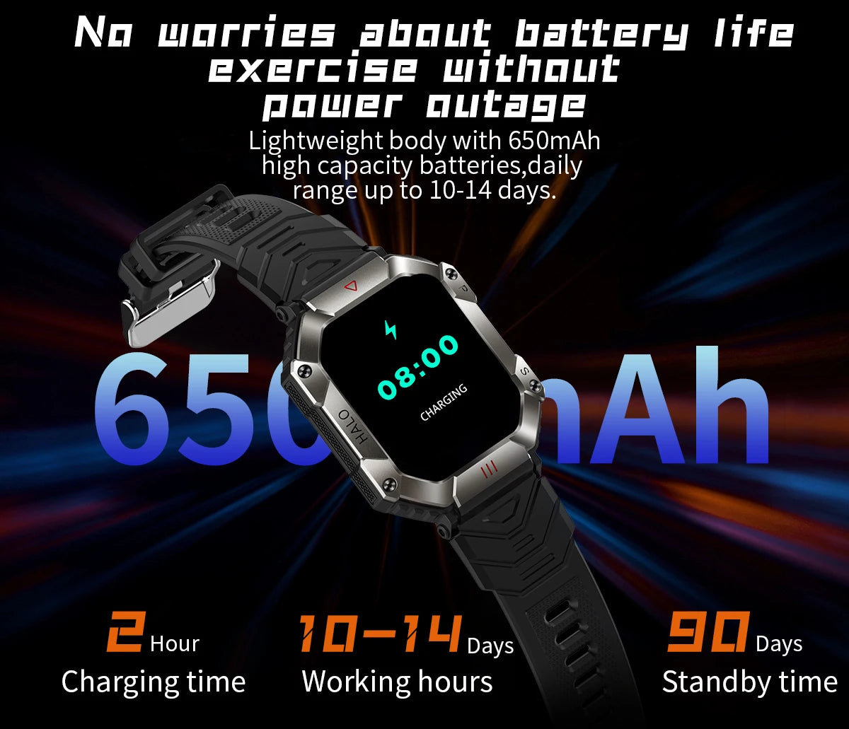 LIGE Outdoor Men Smartwatch Compass Barometer Altimeter GPS Trajectory Outdoor Sport Bluetooth Call 650mAh 2.0'' Smart Watch Men