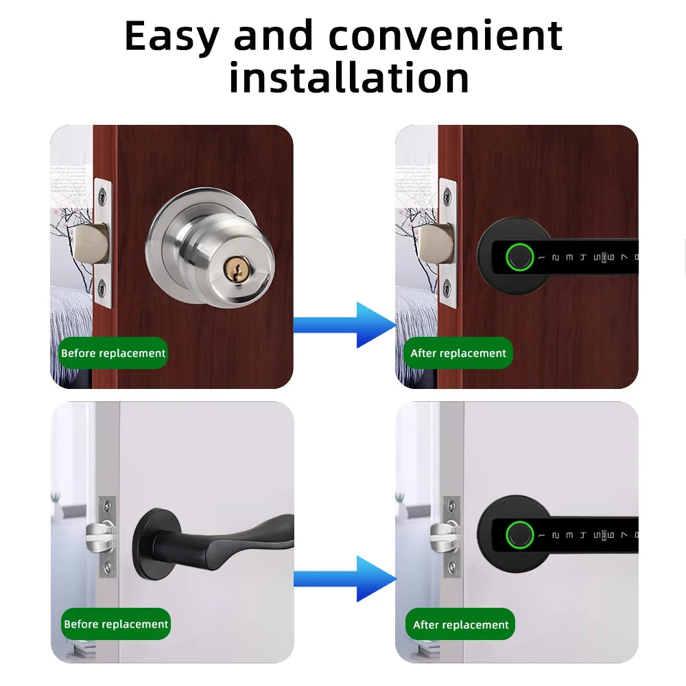 RAYKUBE M5 US Free Delivery Tuya BLE Smart Fingerprint Door Lock Electronic Lock with Password/Key/Card/Tuya APP Unlock