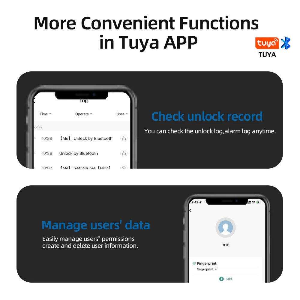 RAYKUBE M5 US Free Delivery Tuya BLE Smart Fingerprint Door Lock Electronic Lock with Password/Key/Card/Tuya APP Unlock