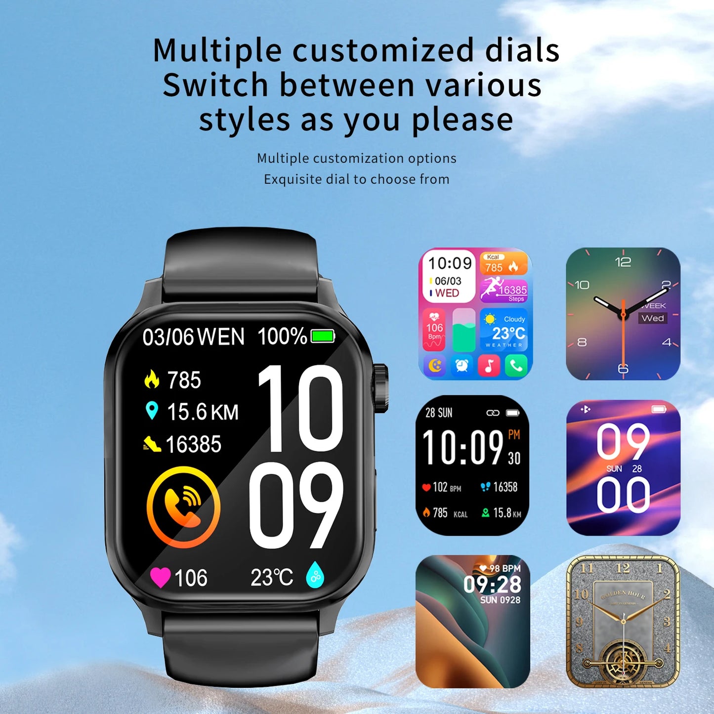 SENBONO Men's Smartwatch Bluetooth Call Fitness Tracker Heart Rate 100+ Sport Mode Smart Watch Men for Android IOS Xiaomi Huawei