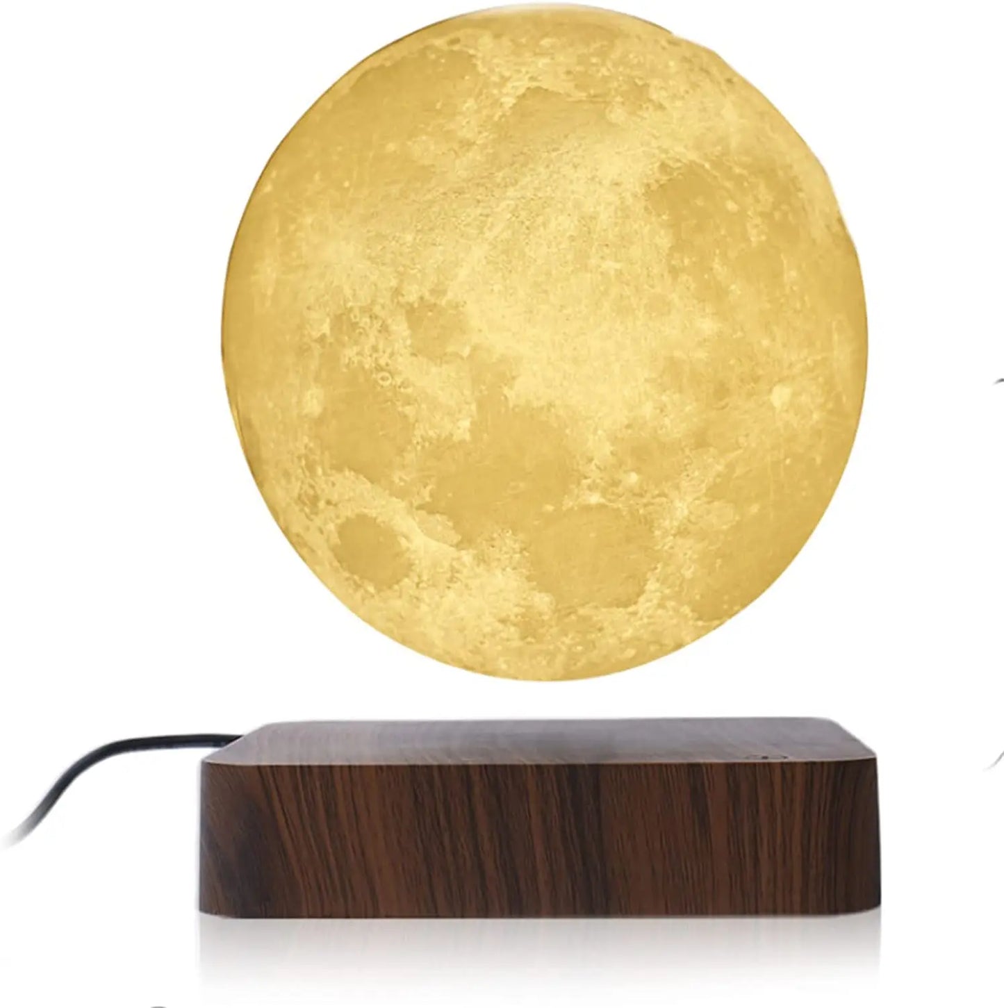 T30 Levitating Moon Lamp Night Light Floating 3D Printing LED Moon Lamp with Wooden Base and Magnetic with 3 Colors