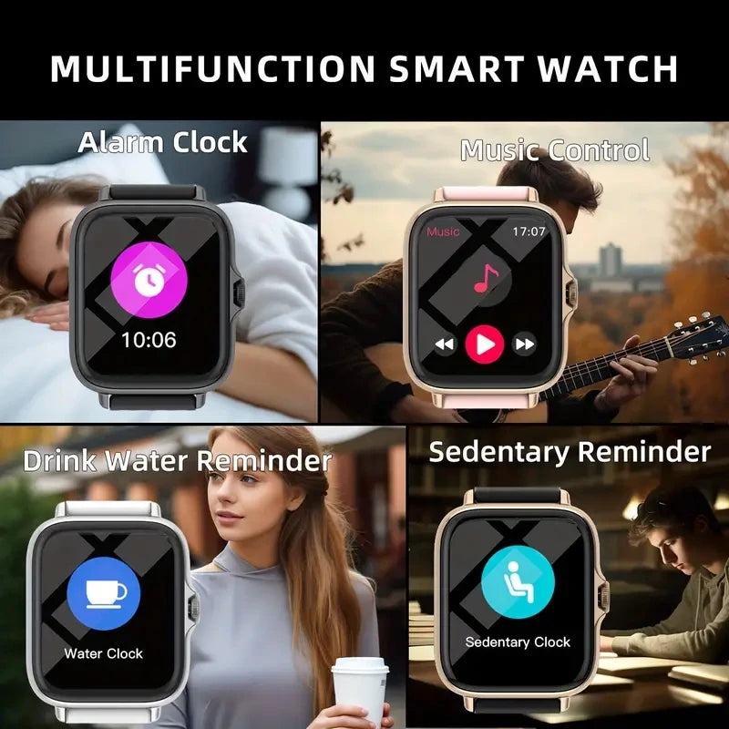 Smart watch, Bluetooth calls, message reminders, custom dial wallpaper, compatible with Android and iPhone