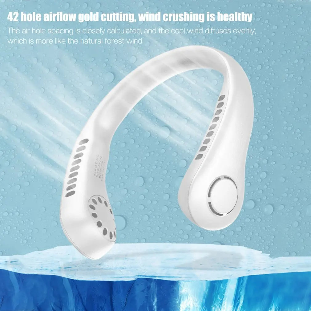 New Mini hanging handheld leafless hanging neck fan portable silent outdoor usb charging super long life portable cooling lazy s