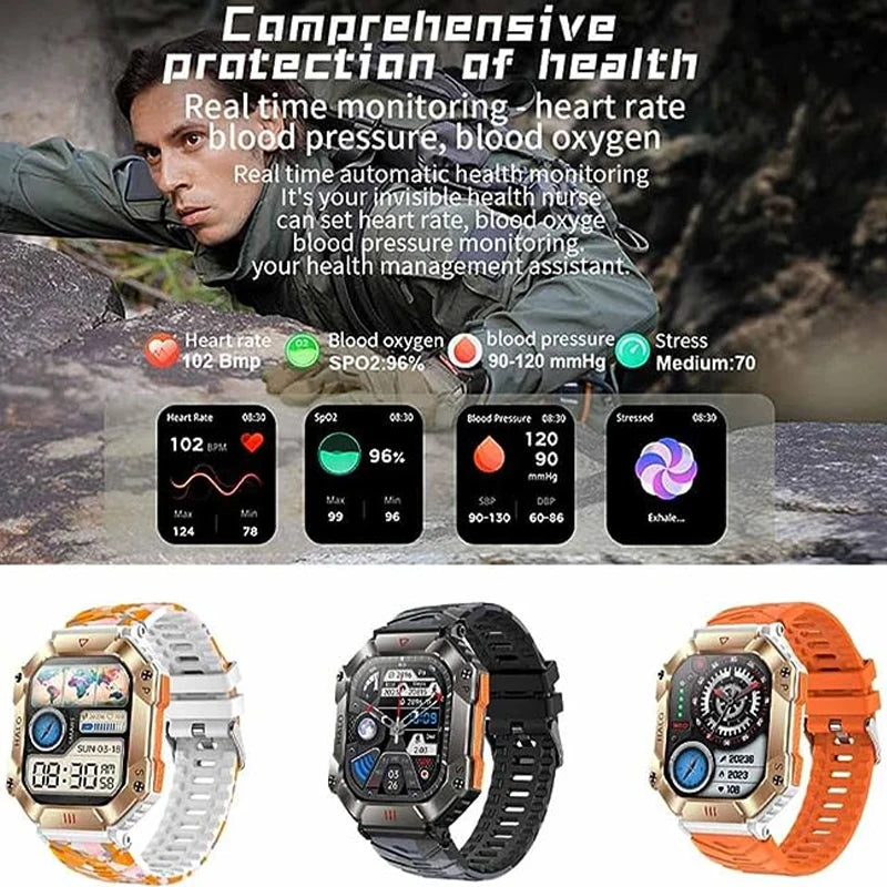 2024 New Men's Smart Watch Compass GPS Movement Track Smartwatch 650 mAh Large Battery Durable Military Smart Watches for Men