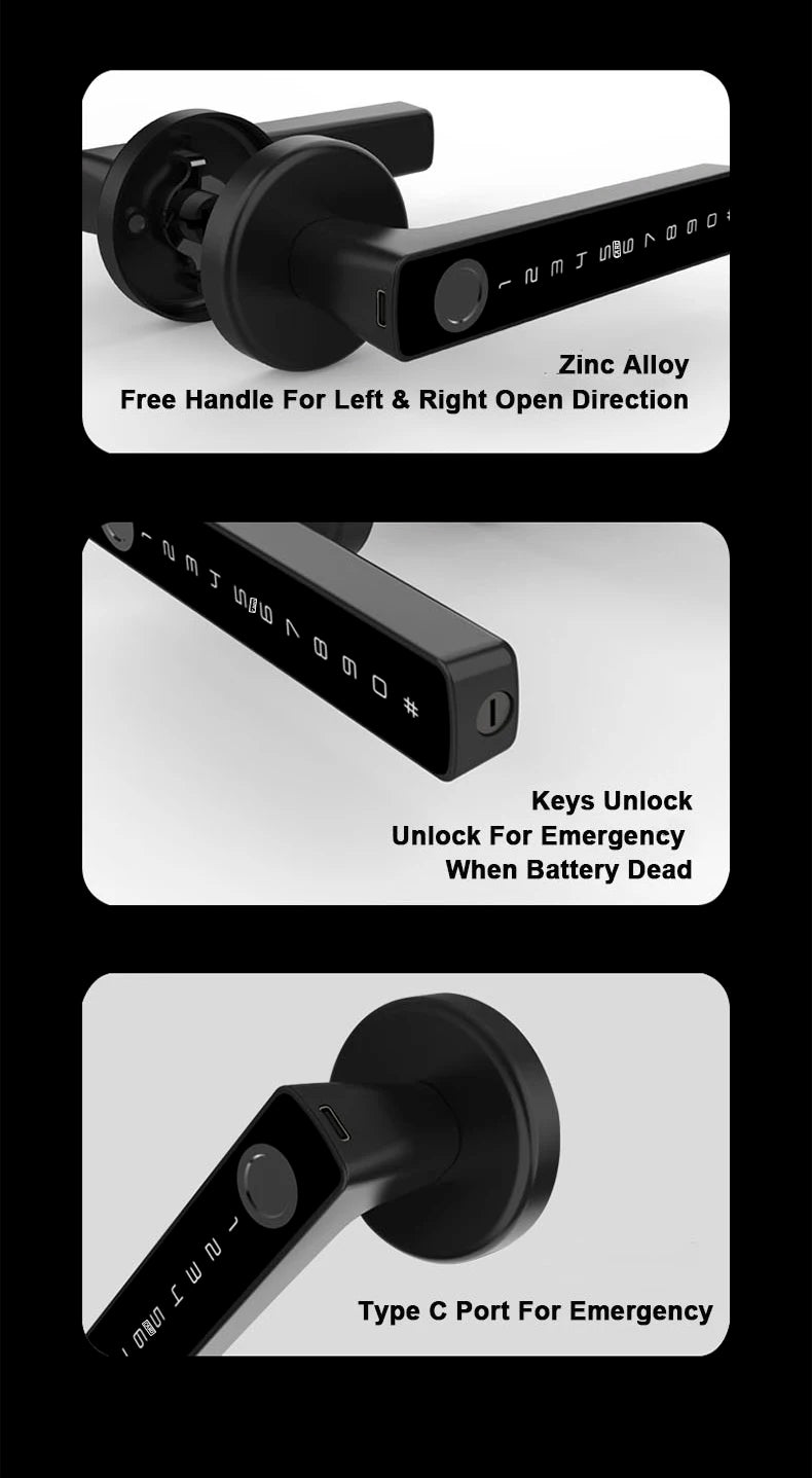 RAYKUBE M5 US Free Delivery Tuya BLE Smart Fingerprint Door Lock Electronic Lock with Password/Key/Card/Tuya APP Unlock