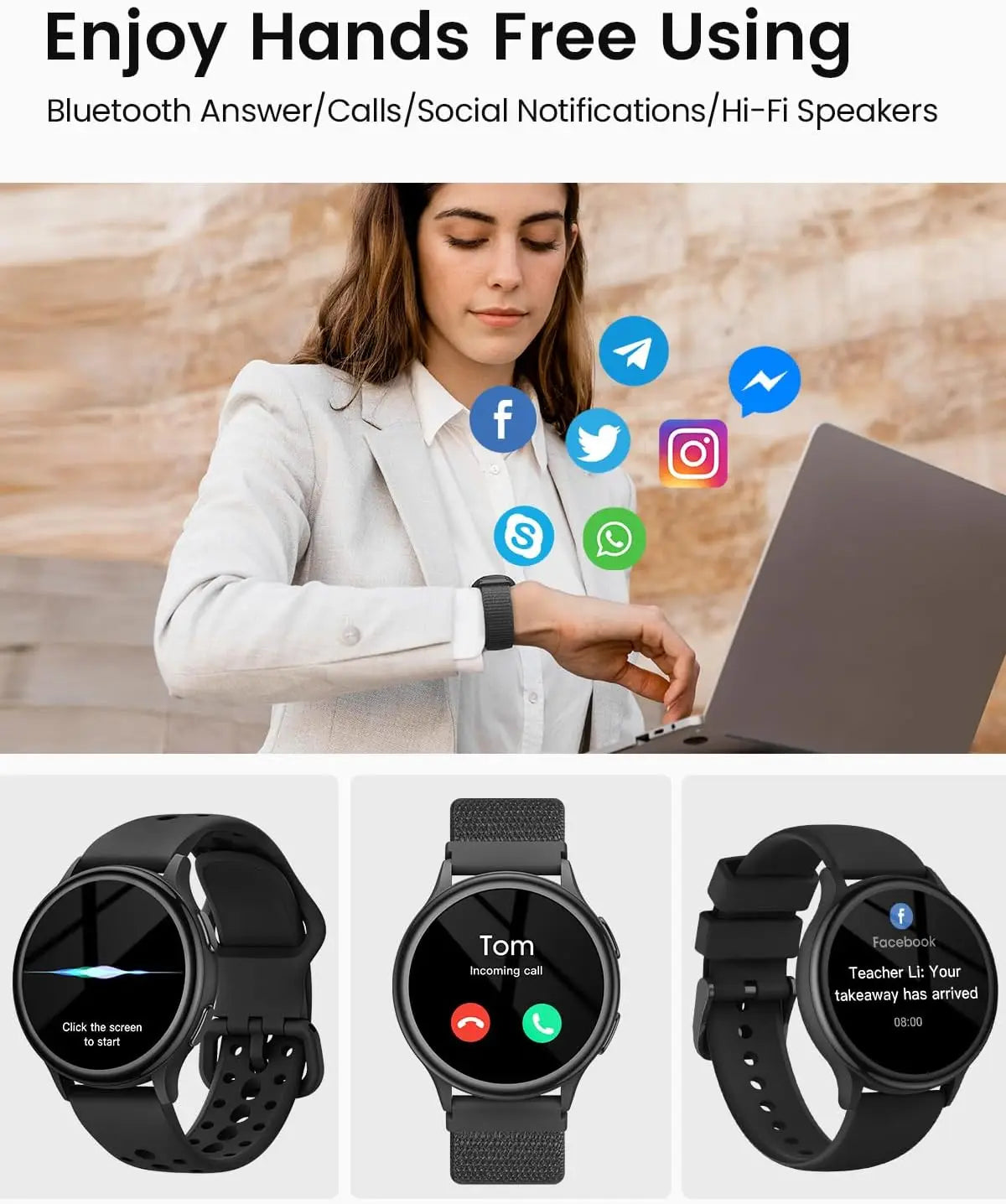 Smart Watches for Women [400+Watch Faces/Calls/Female Health], 1.27" Fitness Tracker Smartwatch for iPhone ＆ Android, Activity T