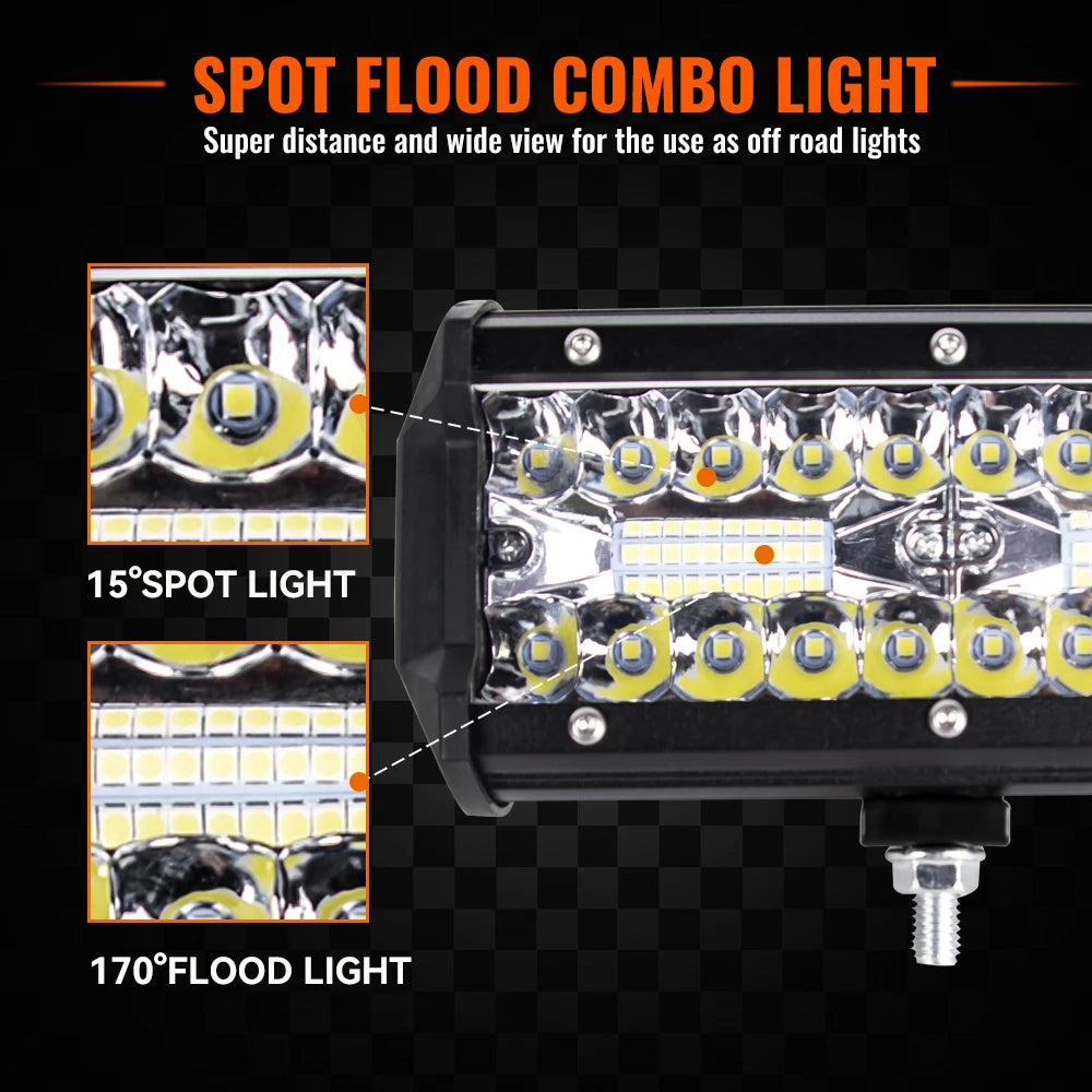 4/ 7 Inch 120W Combo off road Led Light Bars Spot Flood Beam for Work Driving Offroad Boat Car Tractor Truck 4x4 SUV ATV 12V 24V