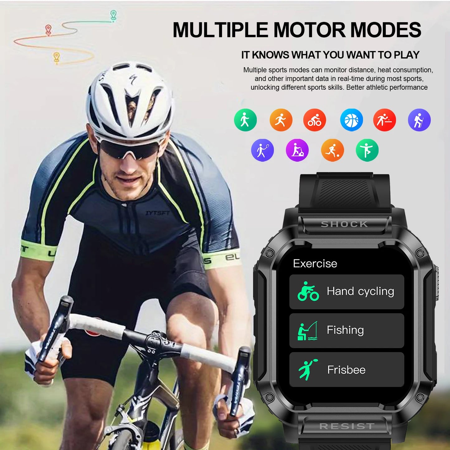 Smart watch, wireless call/dial, multi-sport mode, call reminder and rejection, SMS reminder, message reminder viewing, multiple