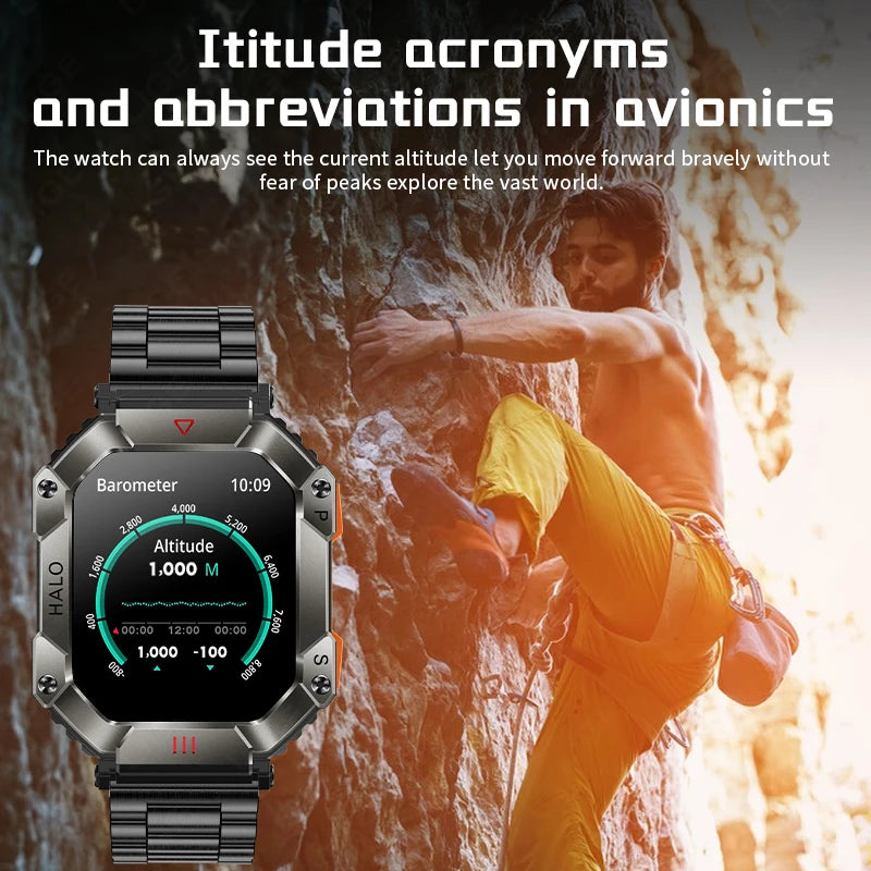 LIGE Outdoor Men Smartwatch Compass Barometer Altimeter GPS Trajectory Outdoor Sport Bluetooth Call 650mAh 2.0'' Smart Watch Men