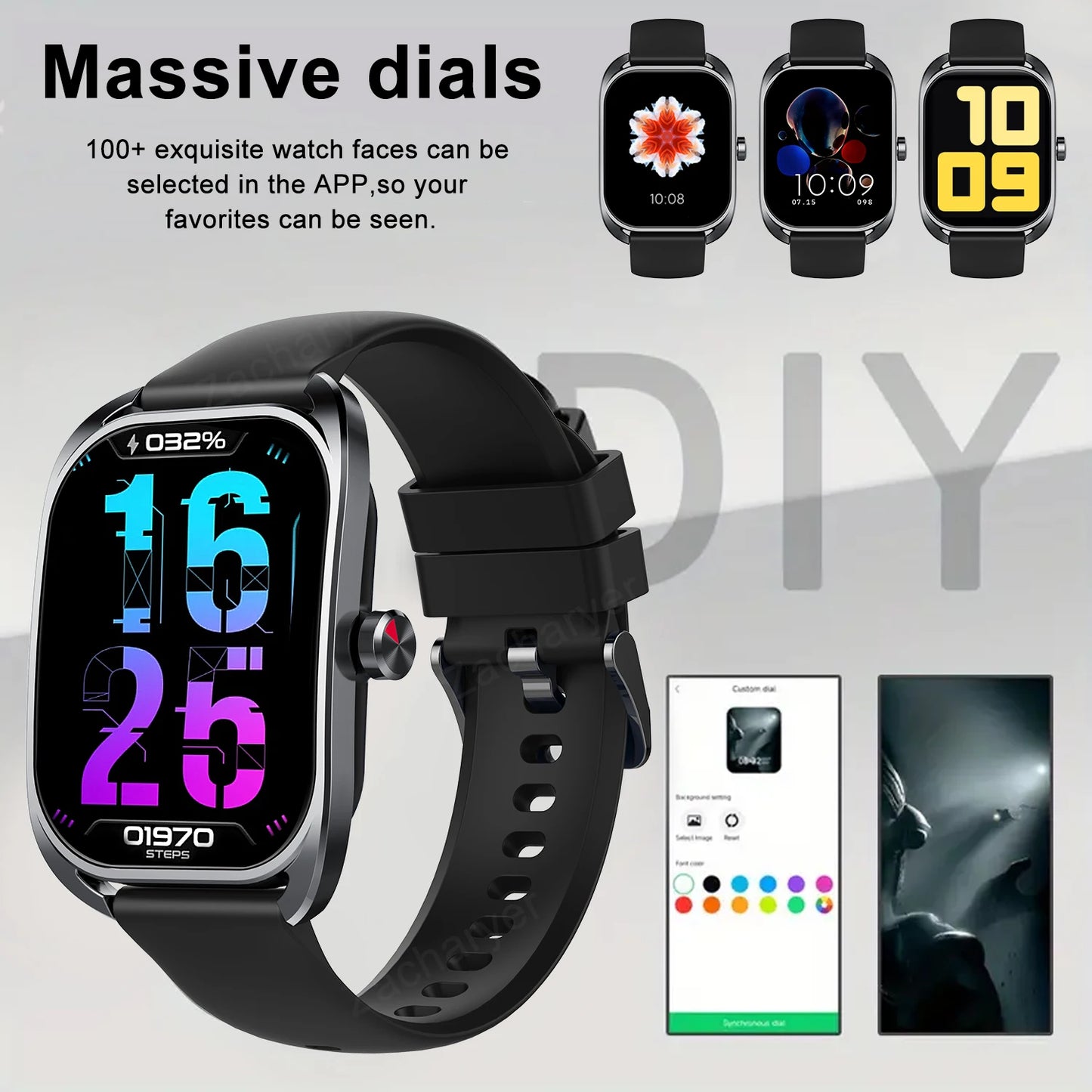 Smart watch,  calling reminder and rejection, wireless calling /dial, multi -Sport mode,SMS reminder, for iPhone/Andriod