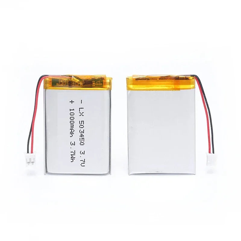 523450/503450 1000mAh 3.7V Polymer Lithium Rechargeable Battery Li-ion Battery PH2.0 2pin for MP5, Smart Watch, Speaker