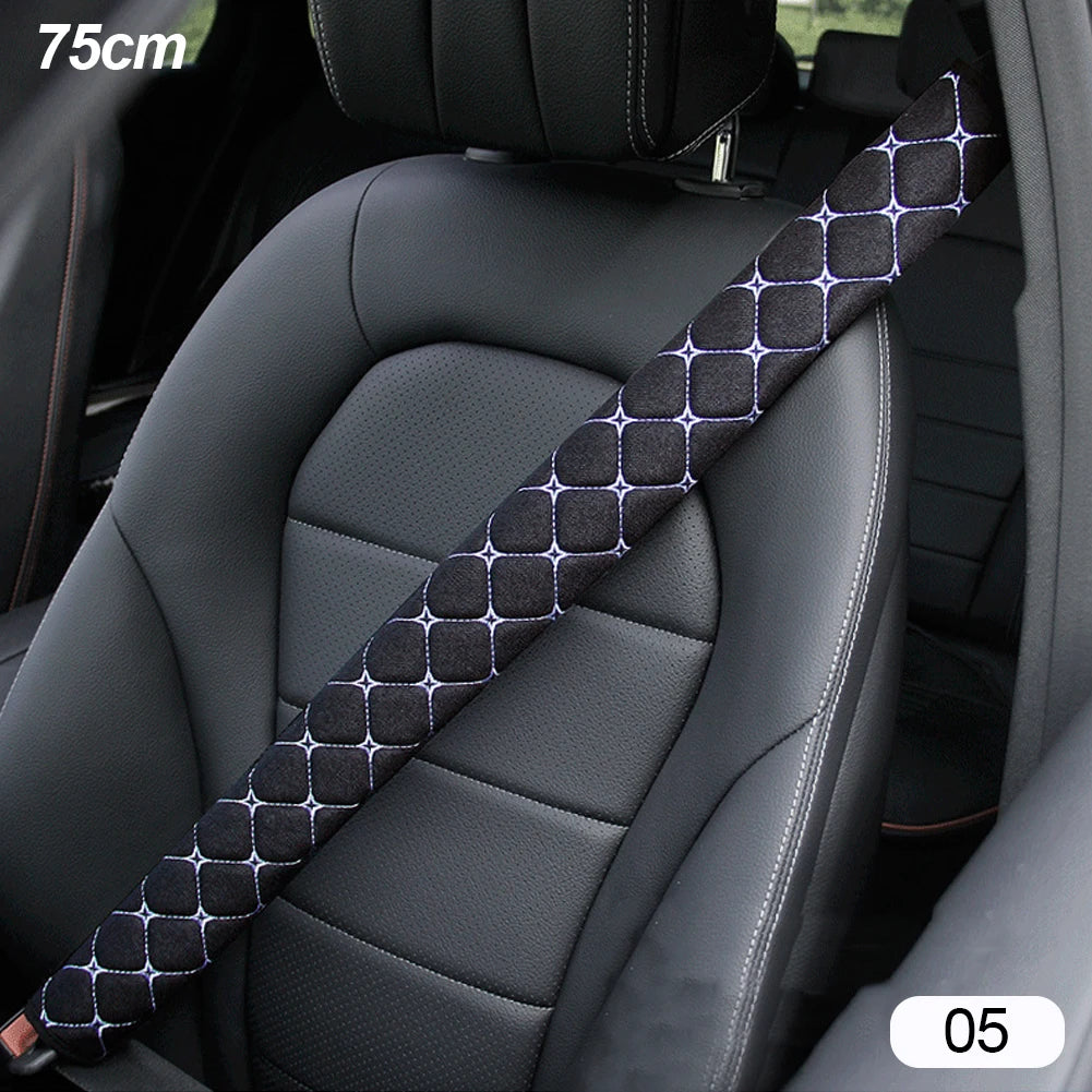 50/75cm Car Seat Belt Shoulder Guard Massage Net Breathable Four Seasons Padding Pad Car Interior Accessories Polyester Fiber