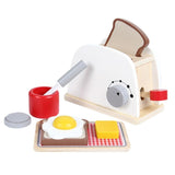 Wood Pretend Play Kitchen Role Play Game Learning Toy Simulation Toasters Bread Set for Children, Wood Pretend Play