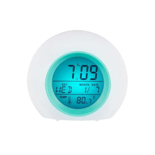 Round Color Light Gradient Alarm Clock Perpetual Calendar Clock, Round Color Light Clock