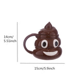 Funny Poop Ceramic Mug Cartoon Smiley Coffee Milk Mug Porcelain Water Cup with Handgrip Lid, Funny Poop Ceramic Mug  Cup