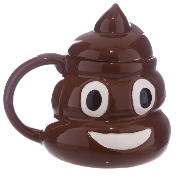 Funny Poop Ceramic Mug Cartoon Smiley Coffee Milk Mug Porcelain Water Cup with Handgrip Lid, Funny Poop Ceramic Mug  Cup