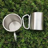 Stainless Steel Double Walled Water Mugs Coffee Cup with Carabiner Handle, Random Color Delivery, Coffee Cup with Carabiner