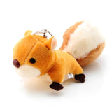 Squirrel Plush Toy Stuffed Animal Keychain Doll Key Ring Bag Pendant with Sucker Plush Keychains Toys (Brown), Squirrel