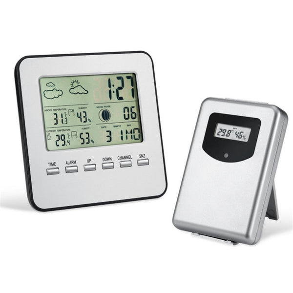 Wireless Indoor And Outdoor Temperature And Humidity Meter Alarm Clock, Wireless