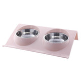 Stainless Steel Pet Bowl Slope Plastic Anti-skid Anti-splash Food Feeder, S, L