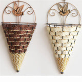 Wall Wicker Hanging Rttan Vase Basket Farm Decoration, Random Color Delivery, Hanging Rttan Vase