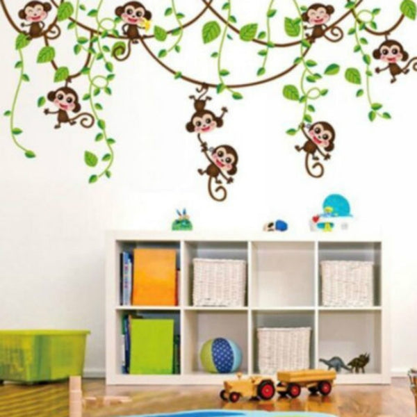 Removable Wall Sticker Decals Mural Jungle Nursery Monkey Home Decor, Monkey