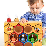 Wooden Beehive Games Montessori Early Childhood Education Color Cognition Toy