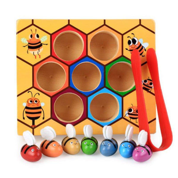 Wooden Beehive Games Montessori Early Childhood Education Color Cognition Toy