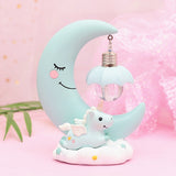 Moon Resin Cartoon Romantic Bedroom Decor Night Lamp Baby Kids Birthday Xmas Gift, Blue, Pink