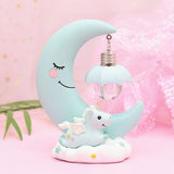 Moon Resin Cartoon Romantic Bedroom Decor Night Lamp Baby Kids Birthday Xmas Gift, Blue, Pink