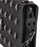 Women Metal Skull Wallet Card Leather Wristlet Handbags, Metal Skull Wallet